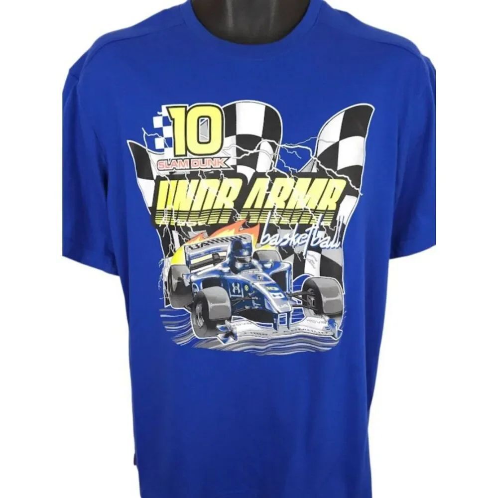 Under Armour Racing T Shirt Mens Size Medium Blue Slam Dunk Basketball